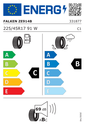 Falken 225/45R17 TL 91W Ziex ZE914B Ecorun (OEM AURIS) Otomobil Yaz Lastiği (2022)
