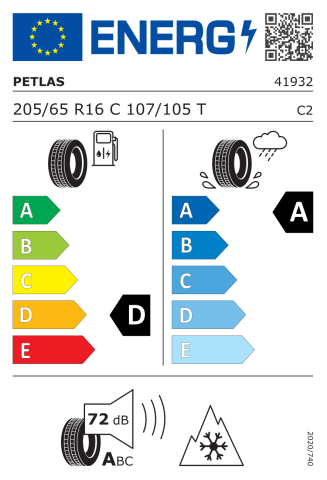 Petlas 205/65R16C TL 107/105T 8PR Full Grip PT935 Hafif Ticari Kış Lastiği (2023)