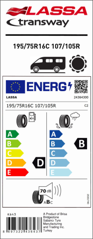 Lassa 195/75R16C 107/105R 8PR Transway Hafif Ticari Yaz Lastiği (2025)