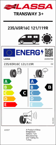 Lassa 235/65R16C 121/119R Transway 3+ Hafif Ticari Yaz Lastiği (2025)