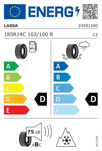 Lassa 185R14C 102/100R Wintus2  M+S/SFM Hafif Ticari Kış Lastiği