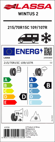 Lassa 215/70R15C 109/107R 8PR Wintus2  M+S/SFM Hafif Ticari Kış Lastiği (2019)