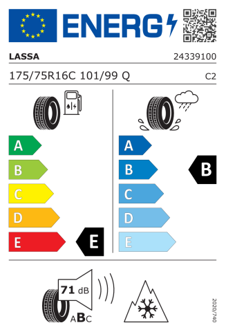 Lassa 175/75R16C 101/99Q 8PR Multiways-C M+S Hafif Ticari 4 Mevsim Lastiği