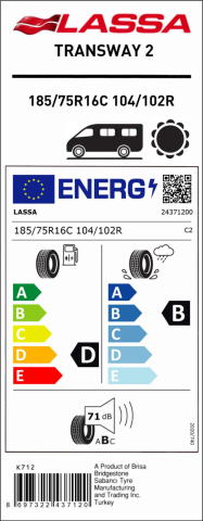 Lassa 185/75R16C 8PR 104/102R Transway2 Hafif Ticari Yaz Lastiği (2022)
