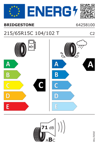 Bridgestone 215/65R15C 104/102T R410 Duravis Hafif Ticari Yaz Lastiği (2019)