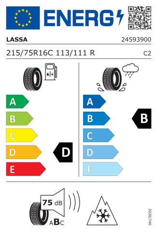 Lassa 215/75R16C 113/111R 8PR Wintus2 M+S Hafif Ticari Kış Lastiği