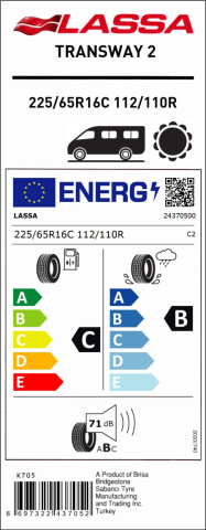 Lassa 225/65R16C 112/110R 8PR Transway2 Hafif Ticari Yaz Lastiği (2022)