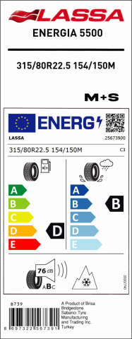 Lassa 315/80R22.5 154/150M Energia 5500  Asfalt Çeker Tip Lastiği (2021)