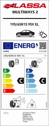 Lassa 195/65R15 95V XL Multiways2 M+S/SFM Otomobil Dört Mevsim Lastiği (2022)