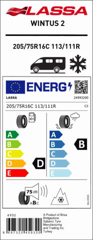 Lassa 205/75R16C 113/111R 10PR Wintus2 M+S/SFM Hafif Ticari Kış Lastiği (2021)