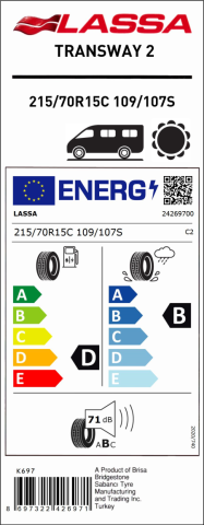 Lassa 215/70R15C 8PR 109/107S Transway2 Hafif Ticari Yaz Lastiği (2021)
