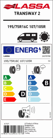 Lassa 195/75R16C 107/105R 8PR Transway2 Hafif Ticari Yaz Lastiği (2025)