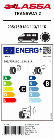 Lassa 205/75R16C 113/111R 10PR Transway2 Hafif Ticari Yaz Lastiği (2023)