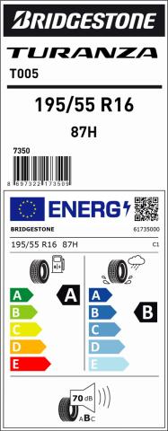 Bridgestone 195/55R16 87H T005 Otomobil Yaz Lastiği (2021)