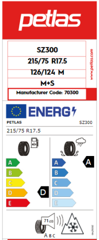 Petlas 215/75R17.5 126/124M SZ300 TL M+S Kamyonet Düz Tip Lastiği (2023)