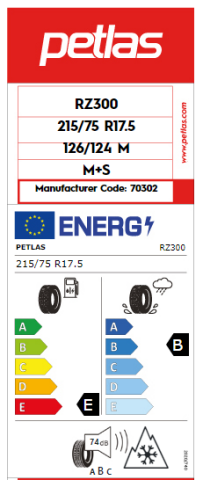 Petlas 215/75R17.5 126/124M RZ300 M+S/SF Kamyonet Çeker Tip Lastiği (2023)