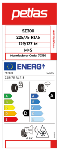 Petlas 225/75R17.5 129/127M SZ300 Kamyonet Düz Tip Lastiği (2023)