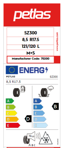 Petlas 8.5R17.5 TL 121/120L SZ300 Kamyonet Düz Tip Lastiği (2023)